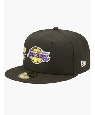 New Era 59Fifty Los Angeles Lakers 17x Purple Bottom Men's Hat Black Size 7 1/4 - Image 1 of 4