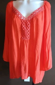 Zac & Rachel woman 3x Plus Size V-neck Crochet Bell Sleeve - Picture 1 of 5