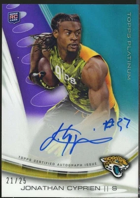 Johnathan Cyprien 2013 Topps Platinum Rookie Autographs Purple Refractors #AJC  - Image 1 of 2