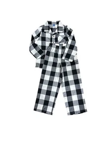 Flannel Plaid Gender Neutral Pajama Set Shirt White Black Boy Girl Sz 5T - Picture 1 of 4