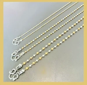 Stainless Steel Silver Chain Gold Beaded Thai Necklace Jewelry 2.5 MM 30 Inch - Bild 1 von 6
