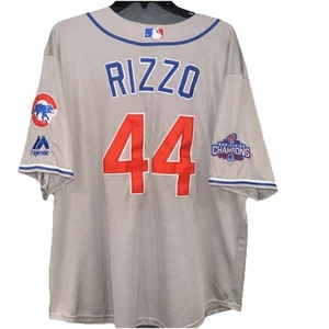 Majestic Men’s #44 Anthony Rizzo MLB Chicago Cubs Grey Cool Base Jersey Size S - Picture 1 of 6
