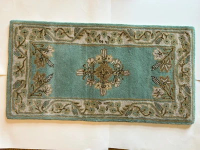 NEW-Minuteman Rectangular Wool Fire Resistant Fireplace Hearth Rug-Green-44”x22” - Image 1 of 4