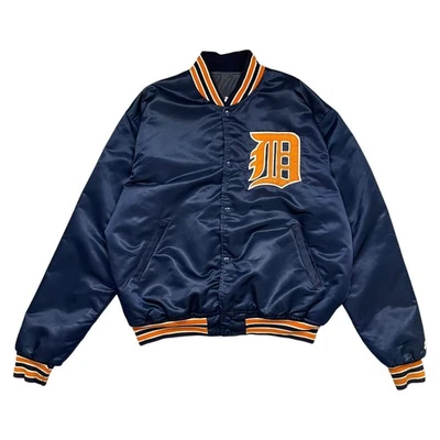 VTG 90s MLB DETROIT TIGERS STARTER SATIN BOMBER JACKET MADE IN USA SIZE XL - Image 1 of 4