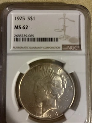 1925 Peace Dollar, NGC MS-62 ** Nice Cartwheel Mint Luster! - Image 1 of 4