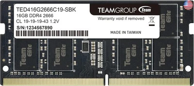 TEAMGROUP Elite DDR4 16GB Single 2666MHz PC4-21300 CL19 SODIMM 260-Pin Laptop - Image 1 of 4