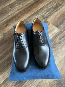 ROYAL NAVY MENS BLACK LEATHER OFFICERS SHOES SIZE 10M GENUINE JOHN LAND NEW - Picture 1 of 5