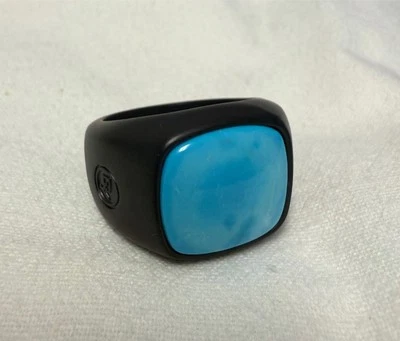 David Yurman Black Titanium Men's Turquoise Signet Ring  - Image 1 of 2