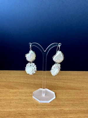 Orecchini in argento 925 con cammei corniola incastonati e perle barocche - Immagine 1 di 4