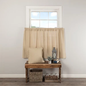BURLAP Vintage Tier Set WINDOW TREATMENT 36x36 Cafe' CURTAINS - Picture 1 of 4