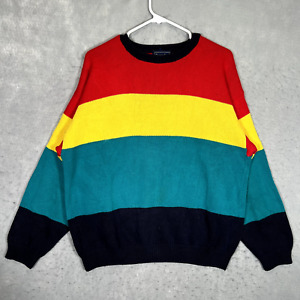 A1 Vintage Charter Club Colorful Striped Sweater Adult Large Color Block Mens