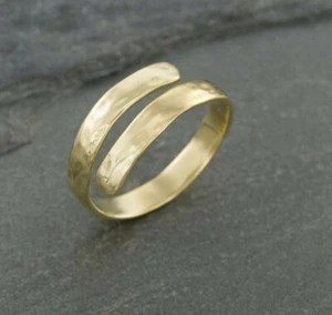 Anillo de dedo ajustable para regalo de año nuevo metal macizo plata 925 chapado en oro amarillo - Imagen 1 de 3