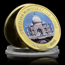 India Taj Mahal Colorful Collect Medal New 7 Wonders of The World Gold Coin