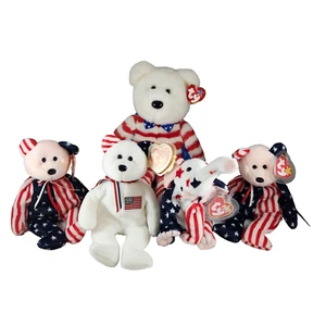 Liberty Beanie Buddie 2 Beanie Spangles 1 America 1 Righty 2000 Baby Lot - Picture 1 of 6
