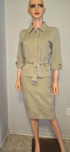 Isaac Mizrahi Khaki Jacket Skirt Suit M - Picture 1 of 9