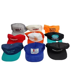VTG Lot of 9 Assorted Snapback Strapback Patch Trucker Hats Advertising Caps L#6 - Picture 1 of 3