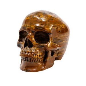 Calavera de cristal de cuarzo ojo de tigre de hierro - Calavera grande tallada a mano de 5" para curación de chakras - Imagen 1 de 9