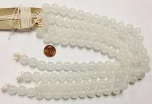 1 POUND VINTAGE JAPANESE CHERRY BRAND GLASS ALABASTER 14mm ROUND BEADS 4004 - Picture 1 of 5