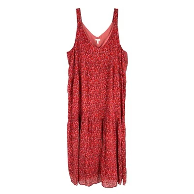 Joie Tiered Maxi Dress Womens Size XL Red Pink Cotton Lined Flowy Relaxed - Image 1 of 4