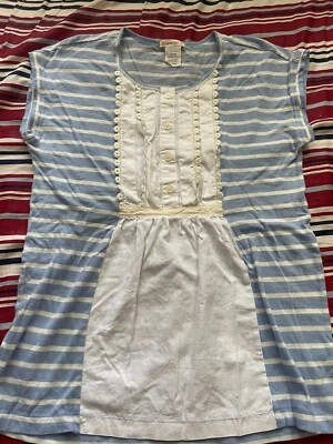 J Crew Kids  Crewcuts Girl  Shirt Top TANK BLUE / CREAM  CUTE Front Size 14 - Image 1 of 4