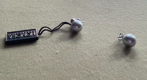 Sterling Silver Post Earrings. Aqua Marine & Pearl by Honora. Age Undetermined. - Picture 1 of 5