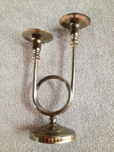  Messing große Doppelkegel Kerzenhalter, Musikhorn wie, 11" hoch - Bild 1 von 6