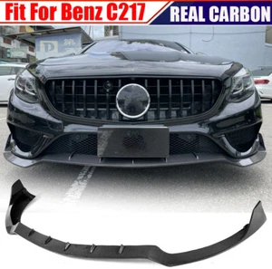 REAL CARBON Front Bumper Lip Spoiler For Benz C217 S500 S550 Sport Coupe 2015-17 - Picture 1 of 15