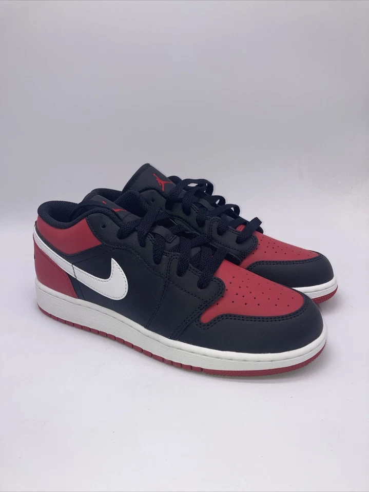 Nike Air Jordan 1 Puntera Baja Criada Negro/Rojo Gimnasio/Blanco 553560-066 GS Tallas 4Y-7Y Foto 1 de 4