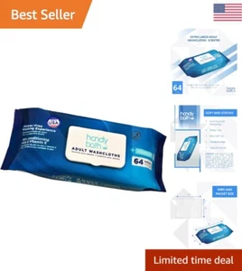 Adult Wet Wipes - HandyBath - 64 Wipes - Senior Care, Outdoor Activities, Travel - Picture 1 of 9