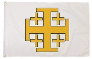 JERUSALEM CROSS FLAG 5 x 3 Medieval Crusaders Knights Templar Christian Crusades - Picture 1 of 1