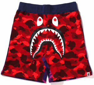 A Bathing Ape "Crazy Camo Shark Sweat Shorts" Red Size S-2XL NWT