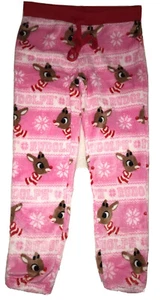 NWT Rudolph Women’s Plush Pink Fleece Pants M Lounge Sleep Pajama Bottoms - Picture 1 of 4
