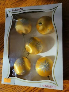 Piramide Vintage Ornamenti Oro Satinato-Lucido Natale Argento Glitter Fiocchi di Neve - Foto 1 di 6
