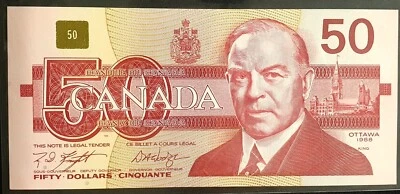 CANADA  1988  50 Dollars BC 59 d,  Printer : CBNC, UNC - Image 1 of 2