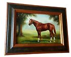 HORSE EQUESTRIAN PORTRAIT SMALL VIBRANT FRAMED OIL PAINTING GALLERY QUALITY ITEM