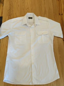 NOS VTG MENS 80s DEADSTOCK SLIM WHITE SMALL COLLAR UNIFORM CHIC SHIRT M RAPIER - Picture 1 of 6