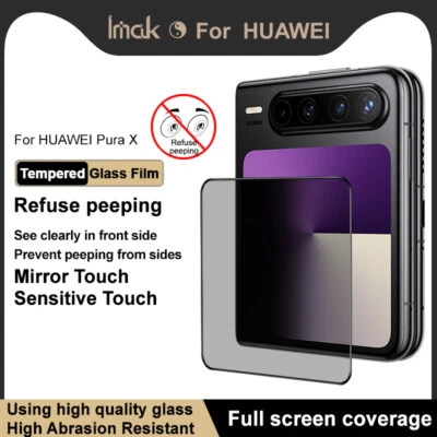 Protector de pantalla de vidrio templado sin mirar para Huawei Pura X, imak Privacy Foto 1 de 4