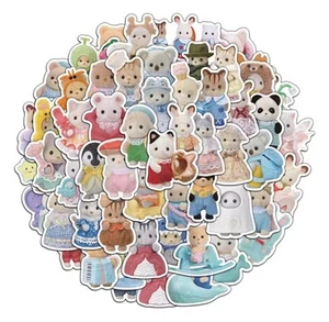 55pcs Calico Critters Family Cartoon Cute Notebook Decorative Stickers - Picture 1 of 6