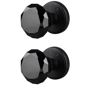 Black Crystal Door Knob, Glass Door Knobs Interior Non-Locking Set, Antique D... - Picture 1 of 9