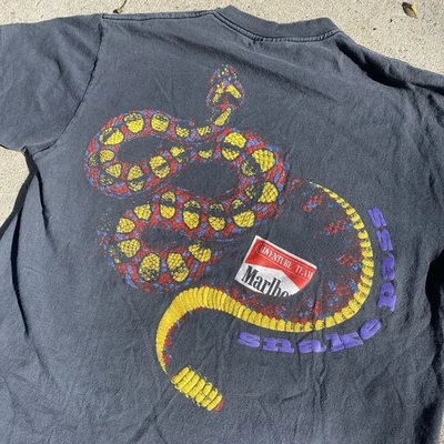 Vintage 90s Marlboro Adventure Team Tee Shirt Snake Pass Large, Perfect Sun Fade - Image 1 of 4