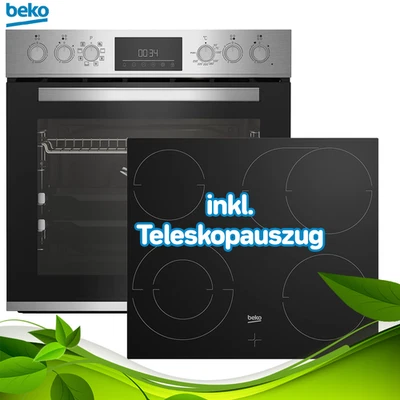 Beko Einbau-Herd-Set Glaskeramik 72L AeroPerfect 8 Funktionen Teleskopauszug - Bild 1 von 4