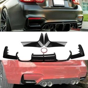 Black Rear Bumper Diffuser Lip + Corner Cover For BMW F80 M3 F82 M4 2015-2020 - Picture 1 of 12