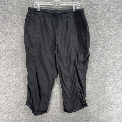Westbound Crop Jogger Pants Women 18 Plus Black Drawstring Mid Rise Cotton - Image 1 of 4