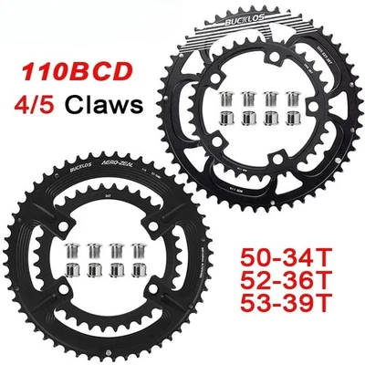 Rueda de cadena para bicicleta 110BCD cadena bicicleta de carretera plato doble 50-34T 52-36T 53-39T Foto 1 de 4