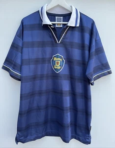 Camiseta de fútbol local retro Escocia 1998 marcador dibujo azul manga corta para hombre grande - Imagen 1 de 7