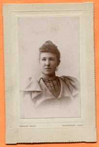 Davenport, IA, Portrait of a Young Woman, by Brandt Bros., circa 1890s - Picture 1 of 2