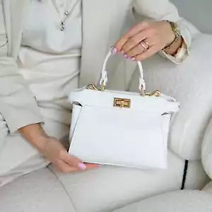 Damenhandtasche, Vollnarbenleder Judy White - Bild 1 von 10