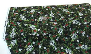 Studio E quilt-craft fabric WHITE STEFANOTUS black 2 yds (7679-99)Tis The Season - Picture 1 of 1