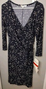 Evan-Picone Dress Winter Escape Slinky Wrap Style Navy/Stone Sz 10 NWT MSRP $99 - Picture 1 of 5