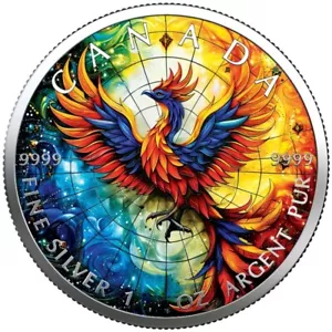 Pièce couleur Canada 2025 vitrail Phoenix (3e) 1 once argent - édition couleur - Photo 1/12